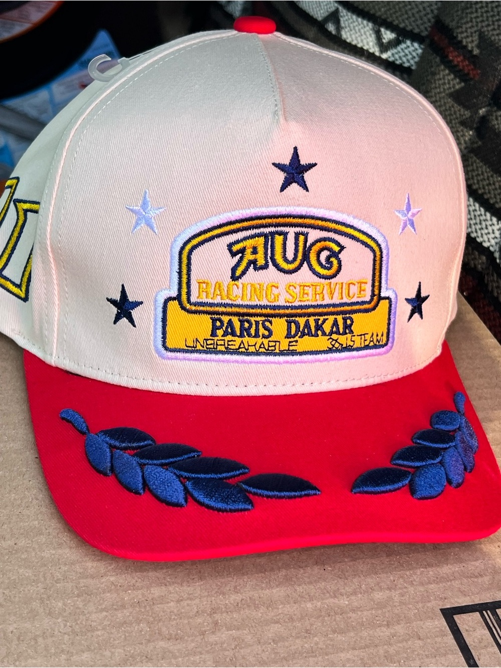AUG11 Dakar Hat- Crimson and Bone